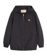NYLON HOODED JACKET WITH VLOGO PATCH IT50,IT48,IT46 navy blue