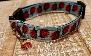 Lady Bug Adjustable Dog Collar Small with removable Tag