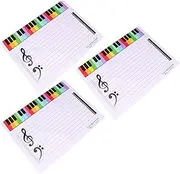 HOODANCOS Writable Staff Card Music Practice Whiteboard 3pcs Pack Erasable Music Teaching Tool