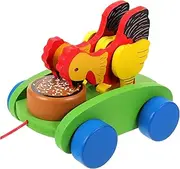 BESTonZON Early Learning Educational Toy Animal Pull String Cart Toy Wooden Pull Toy