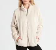 VOLCOM Women's PHEELIN PHUZZY Zip Jacket - Bone - Large - NWT
