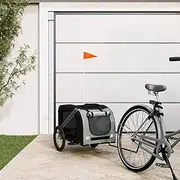 Pet Bike Trailer Black and Grey Oxford Fabric and Iron|Folding Dog Bike Trailer Pet Cart Carrier for Bicycle Travel in Steel Frame with Hitch Coupler