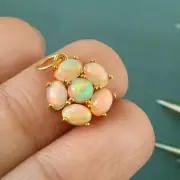 Smaller Solid 18k Gold Charm,Natural Ethiopian Opal Gold Pendant Handmade Charm
