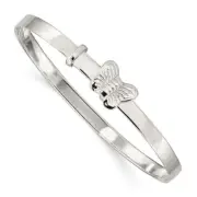 925 Sterling Silver Butterfly 4mm Adjustable Bangle Charm Bracelet