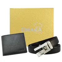在飛比找PChome24h購物優惠-DRAKA 達卡 - 黃金禮盒 真皮皮夾+自動皮帶-6011
