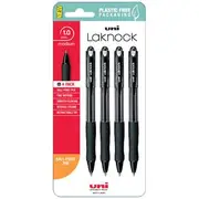 Uni Laknock Retractable Ballpoint Pens 1.0 Black 4 Pack