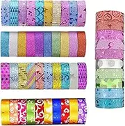 50 Rolls Scrapbook Tape, Glitter Washi Masking Tape Set,Glitter Tape for Craft, Colorful Tape, Art Tape, Glitter Washi Tape, Colorful Tape, Decorative Tapefor Craft,Scrapbook, DIY, Gift Wrapping 15mm