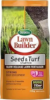 Scotts Lawn Builder - Seed & Turf Slow Release Fertiliser 2.5kg - 3 Months Feed - Stronger Root Development & Thicker Lawn - No Scorch Formula