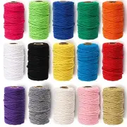 15 Rolls Macrame Cord, 3mm x 480 Yards Natural Cotton Macrame Rope, 4-Strand