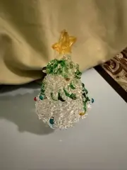 Handcrafted Glass Crystal Tree With Decorations And Gold Star Figurine