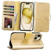 Compatible with iPhone 15 Case with Card iPhone 15 6.1 inch Champagne Gold