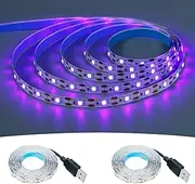 KXZM 5V USB Purple 395-400nm LED Strip USB Powered 13.12ft/4M 240LEDs Flexible SMD2835 Black Light No-Waterproof IP20 LED Tape Lights (2pcs x 6.6ft)