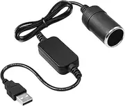 USB to Cigarette Lighter Adapter, 1.2m 5V USB A Male to 12V Socket Female Converter Adapter Cord, Step Up Voltage Output Power Cable Car Charger for Driving Recorder DVR Camera E-Dog GPS