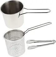 CONGARTENO Cookware Deep Fryer Pot Basket Portable Frying Pan Heat Resistant Handle Easy to Use