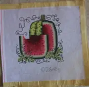 Hand Painted Needlepoint Canvas Watermelon 7.5" by Selby