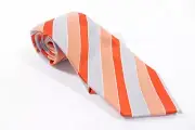 GEOFFREY BEENE STRIPED RED GRAY SILK BLEND NECK TIE MENS NWT NEW