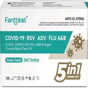 Fanttest 5 In 1 Combo Rapid Nasal Swab Self Test Kit (Covid-19, RSV, ADV, Flu A&B)