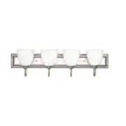 Sunset Lighting Vanity with Round Milk Glass (F3624-53) Satin Nickel Finish