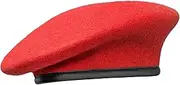 [Gajaous] British Military Berets with Leather Sweatband, Adjustbale Army Black Wool Beret