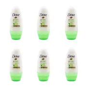 6x Dove 40ml Antiperspirant Roll On Deodorant Go Fresh Cucumber/Green Tea Scent