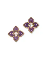 Roberto Coin 18K Rose Gold Diamond Purple Titanium Venetian Princess Stud Earrings
