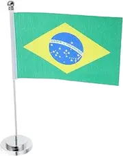 WEKADRIN Brazilian Table Flag Small Desk World Flags Banner Desk Flag International Flag Table Flag Stand Base Flag Display International Flags Flag Stand Indoor Party Flag Rack Polyester