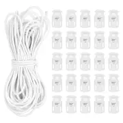 10 Yard Elastic Bungee Cord & Single Hole Cord Lock, White 2 Pack