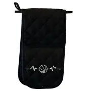 Basketball Pulse - Novelty Double Mitt Oven Gloves Double Kitchen Chef BBQ Mitts