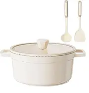 Ceramic Nonstick Dutch Oven Pot with Glass Lid 5QT Nonstick Induction StockPot with Lid, Healthy Cooking PFAS and PTFE Free