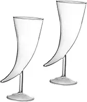 Horned Goblet Set 2 Pcs Unique Horn-Shaped Glasses Creative Martini ES for Aesthetic Beverage Cups