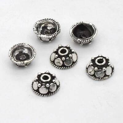 16 Pcs 10X5mm Bali Bead Cap Antique Silver Plated