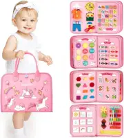 Busy Board - Montessori Toys for 2 Year Old Girl Bithday Gift - 7 in 1 Presch...