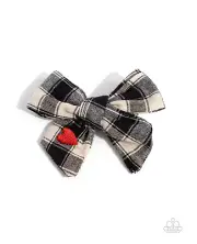 Paparazzi Plaid Picnic Black Hair Clip NWT