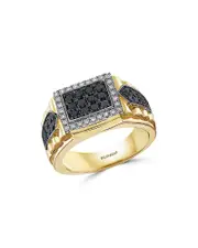 Bloomingdale's Fine Collection Men's Black & White Diamond Ring in 14K White & Yellow Gold