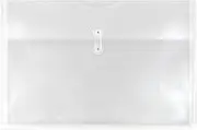 JAM PAPER Plastic Envelopes with Button & String Tie Closure - Large Booklet - 12 x 18 - Clear - 3/Pack