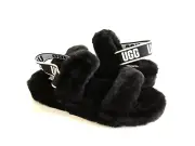 UGG FLUFF OH YEAH SLIDE BLACK MOCASSIN SLIP ON SANDAL US 9 / EU 40 / UK 7