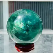 411g Natural Green Fluorite Sphere Quartz Crystal Sphere Mineral Reiki Healing