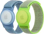 [2 Pack] 22CM Nylon AirTag Bands for Apple AirTags 2021, AirTags Holder Case Adjustable Breathable Solo Loop Nylon AirTag Watch Band, Anti-Lost Lightweight Secure Soft Strap for Child, Toddler, Kids