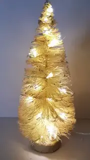 5" LED Light Up WHITE Sisal Bottle Brush Christmas Xmas Mini Miniature Tree