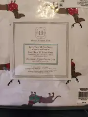 Christmas Reindeer Dasch (daschund) Twin Sheet Set Flat, Fitted and Pillow Case
