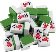 Mahjong Set Mahjong Set Party Game Traditional Game Classic Chinese Mahjong Set 144 Tiles Chinese Mah Jongg Set(Green)