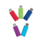Verbatim 70388 Pinstripe Usb 3.0 Flash Drive, 32 Gb, Assorted Colors, 5/pack