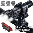 LED Mountain Bike Lights Rechargeable Lamp USB Bicycle Torch Front & Rear Set AU