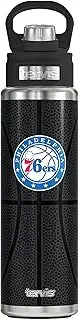 Tervis NBA Philadelphia 76ers Leather Triple Walled Insulated Tumbler, 24oz Wide Mouth Bottle, Stainless Steel