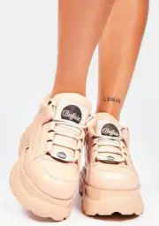 Buffalo London Womens Platform Sneakers Trainers in Biscuit - 8.5 US / 39 EU