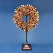 Adjustable Display Wreath Stand with Ornate Square Base In Antique Bronze Color