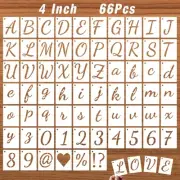 4 Inch Letter Stencils Kits 66 Pcs Calligraphy Alphabet and Number Stencil fo...