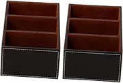 ERINGOGO Stationery Box Lids 2pcs Imitation Leather Storage Boxes Multi-grid Desktop Organizer Home Organizer for Office Living Room