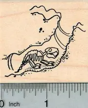 Groundhog Day Rubber Stamp, Marmot Skeleton in Burrow G29515 WM
