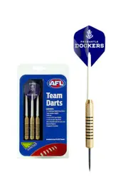 Fremantle Dockers AFL Brass Darts 3 X Darts Flights & Shafts In Case